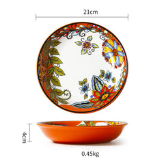 Färgglada Handmålade Keramikskålar – Set med Orientaliska Mönster för Servering