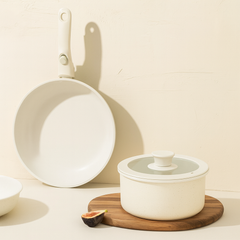 17-delars Non-stick Grytset & Stekpanneset med Avtagbart Handtag Keramisk Beläggning för Induktion & Ugn