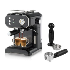 Halvautomatisk Espressomaskin 1,5L – Kaffemaskin med Mjölkskummare & Portafilter – 850W, Svart, 10 Koppar