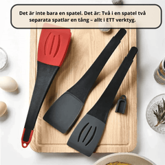 3‑i‑1 Köksredskap – Värmetålig Silikonspatel, Serveringstång för Matlagning och Grill
