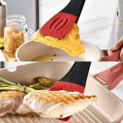 3‑i‑1 Köksredskap – Värmetålig Silikonspatel, Serveringstång för Matlagning och Grill