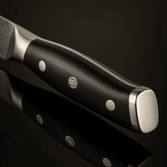 7-tums Kockkniv i Damaskusstål VG10 – Professionell Handgjord Kökskniv med Svart Trähandtag & Presentask