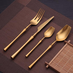 Bestickset i guld/silver – 4/24 delar i rostfritt stål – Lyxig design – Perfekt som present – Kniv, gaffel, sked & tesked