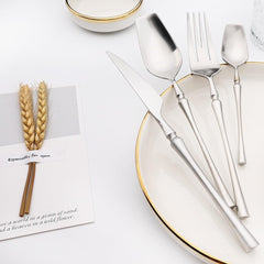 Bestickset i guld/silver – 4/24 delar i rostfritt stål – Lyxig design – Perfekt som present – Kniv, gaffel, sked & tesked