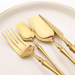 Bestickset i guld/silver – 4/24 delar i rostfritt stål – Lyxig design – Perfekt som present – Kniv, gaffel, sked & tesked