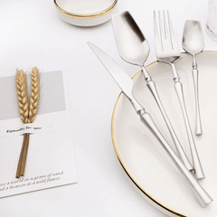 Bestickset i guld/silver – 4/24 delar i rostfritt stål – Lyxig design – Perfekt som present – Kniv, gaffel, sked & tesked