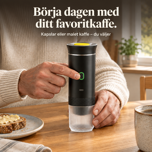 Portabel Espressomaskin – Trådlös Kaffemaskin för Kapslar & Malet Kaffe | Hemma, på Jobbet & Resan
