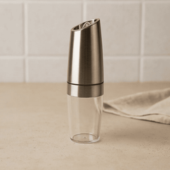 Elektrisk Salt- och Pepparkvarn i Set – Automatisk, Justerbar, Med LED-ljus & Ställ