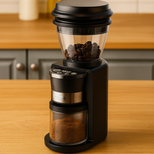 Elektrisk Kaffekvarn G3 – Professionell Kvarn för Espressokaffe & Bryggkaffe – Justerbar Malningsgrad – Svart/Silver – För Hem & Café