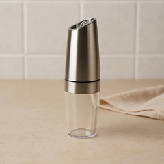 Elektrisk Salt- och Pepparkvarn i Set – Automatisk, Justerbar, Med LED-ljus & Ställ