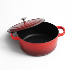 Emaljerad Gjutjärnsgryta 22 cm – Non-Stick, Värmebevarande, Med Lock