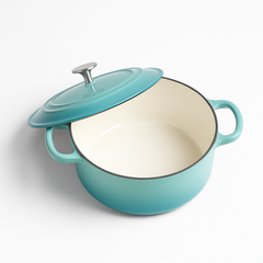 Emaljerad Gjutjärnsgryta 22 cm – Non-Stick, Värmebevarande, Med Lock