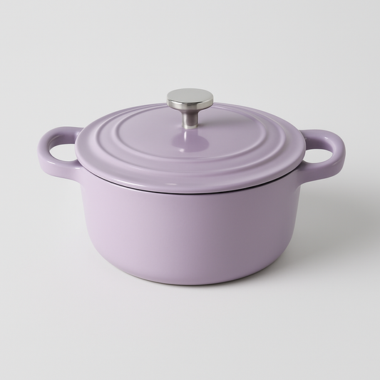 Emaljerad Gjutjärnsgryta 22 cm – Non-Stick, Värmebevarande, Med Lock