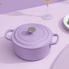 Emaljerad Gjutjärnsgryta 22 cm – Non-Stick, Värmebevarande, Med Lock