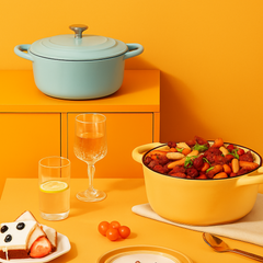 Emaljerad Gjutjärnsgryta 22 cm – Non-Stick, Värmebevarande, Med Lock