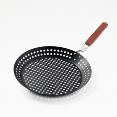 Grillpanna med Hål – Non-stick Stekpanna för Grill & BBQ – Hållbart Handtag – Ø30 cm