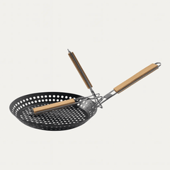 Grillpanna med Hål – Non-stick Stekpanna för Grill & BBQ – Hållbart Handtag – Ø30 cm