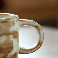 Kaffekopp med fat i keramik – Handgjord retro stengodskopp 270 ml