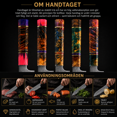 Knivset 5 Delar i Rostfritt Stål – Professionella Köksknivar med Ergonomiskt Handtag | Kockkniv, Santoku, Brödkniv & Nakiri
