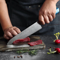 Knivset 9-delar i Rostfritt Damaskusstål – Professionella Köksknivar med Ergonomiskt Handtag för Hem & Restaurang