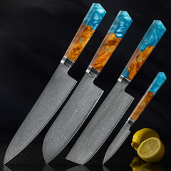 Knivset 9-delar i Rostfritt Damaskusstål – Professionella Köksknivar med Ergonomiskt Handtag för Hem & Restaurang