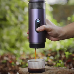 Portabel Kaffemaskin för Espresso – 15 Bar Tryck, Rostfritt Stål, 80 ml Vattentank, Uppladdningsbar, Silver, Svart , Lila och grön