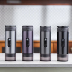 Portabel Kaffemaskin för Espresso – 15 Bar Tryck, Rostfritt Stål, 80 ml Vattentank, Uppladdningsbar, Silver, Svart , Lila och grön