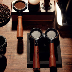 Portafilter-set för espressomaskin – 51mm rostfritt stål med trähandtag & dubbla filterkorgar