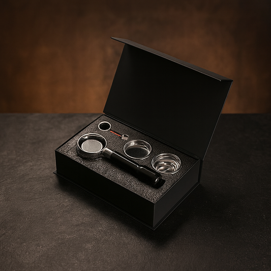 Portafilter-set för espressomaskin – 51mm rostfritt stål med trähandtag & dubbla filterkorgar