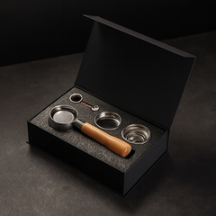 Portafilter-set för espressomaskin – 51mm rostfritt stål med trähandtag & dubbla filterkorgar