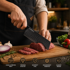 Professionellt Knivset med Kockkniv, Japanska Köksknivar & Kökssax – Rostfritt Stål med Ergonomiskt Trähandtag (6 Delar)