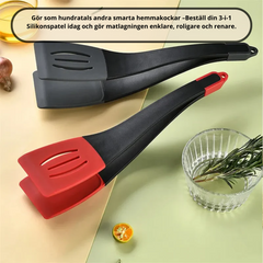 3‑i‑1 Köksredskap – Värmetålig Silikonspatel, Serveringstång för Matlagning och Grill