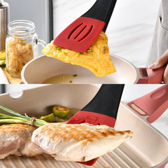 3‑i‑1 Köksredskap – Värmetålig Silikonspatel, Serveringstång för Matlagning och Grill