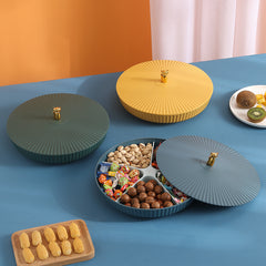 Snacksbricka med Lock – Roterbar Förvaringslåda med Fack, Multifärg