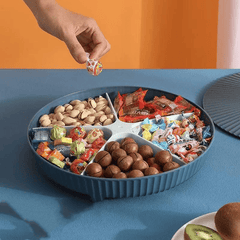 Snacksbricka med Lock – Roterbar Förvaringslåda med Fack, Multifärg