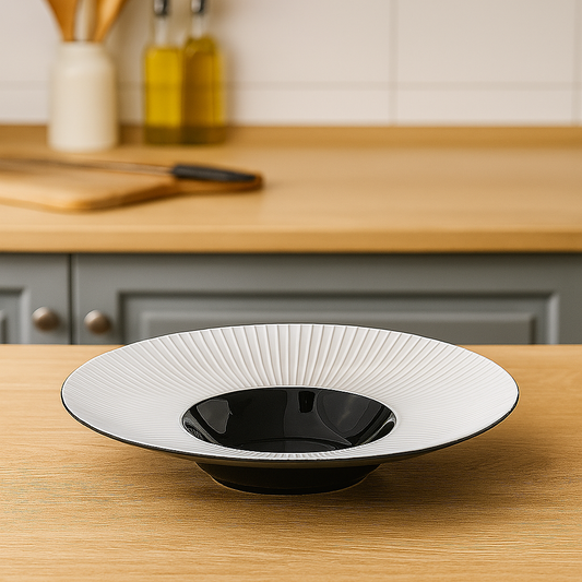 Stor djup tallrik i porslin 30 cm – Nordisk stil – Vit slät design – Sopptallrik / Pastatallrik / Servering