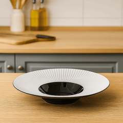 Stor djup tallrik i porslin 30 cm – Nordisk stil – Vit slät design – Sopptallrik / Pastatallrik / Servering