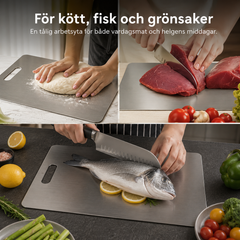 Titan Skärbräda i Rostfritt Stål – Halkfri & Hygienisk Skärbräda för Kök (Flera storlekar)
