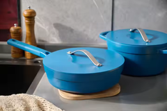 Keramiska Non Stick Grytset – 3 Delar Blå | Induktionsvänliga Grytor & Stekpannor med Lock"