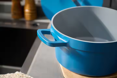 Keramiska Non Stick Grytset – 3 Delar Blå | Induktionsvänliga Grytor & Stekpannor med Lock"