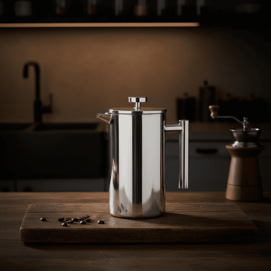 kaffepress i rostfritt stål – Manuell kaffe - Dubbelväggd presskanna 1000 ml