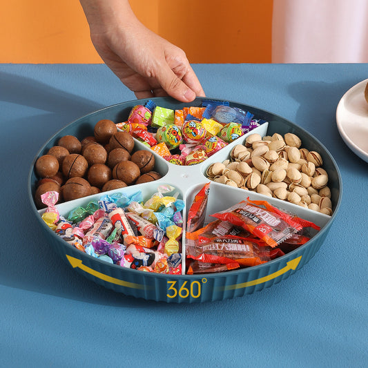 Snacksbricka med Lock – Roterbar Förvaringslåda med Fack, Multifärg