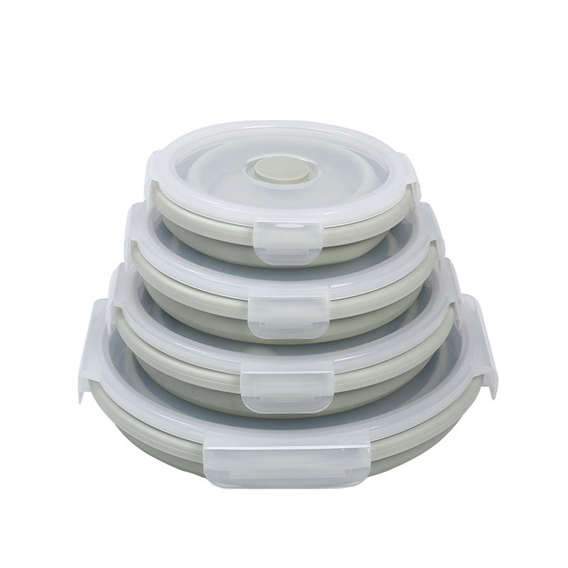 Hopfällbara matlådor i silikon – 4-pack med lufttäta lock, platsbesparande design