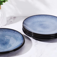 6-pack Keramik Middagstallrikar – Djup Tallrik med Reactive Glaze, Ø26 cm – Pastatallrik & Servis