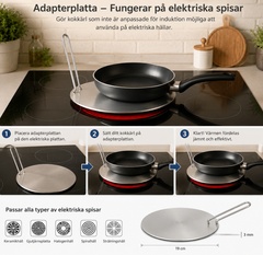 Adapterplatta till Induktionshäll – Värmespridningsplatta i Rostfritt Stål 20/22/24 cm | För Moka, Kaffekanna & Grytor
