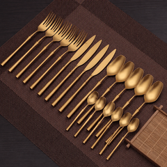 Bestickset i guld/silver – 4/24 delar i rostfritt stål – Lyxig design – Perfekt som present – Kniv, gaffel, sked & tesked
