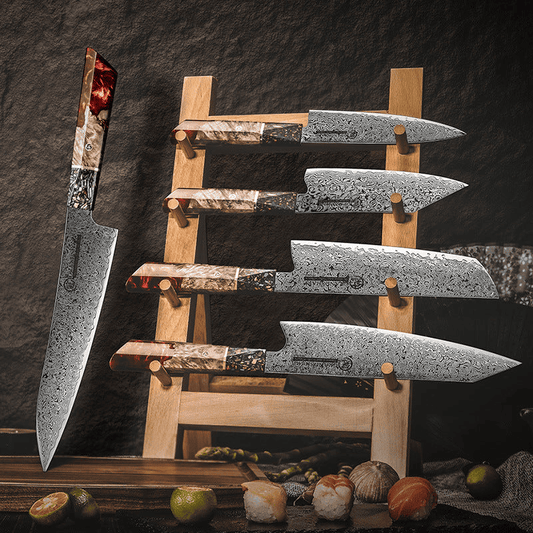 Damaskus Kökskniv – Professionell Handgjord Kockkniv i Premium Damaskusstål med Unikt Handtag