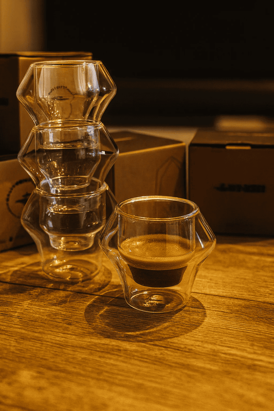 Espressokopp Glas 60 ml – Dubbelväggig Borosilikatglas Kopp för Kaffe & Espresso
