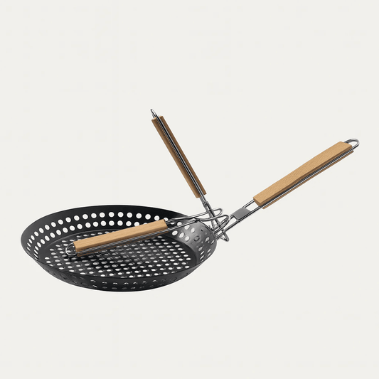 Grillpanna med Hål – Non-stick Stekpanna för Grill & BBQ – Hållbart Handtag – Ø30 cm