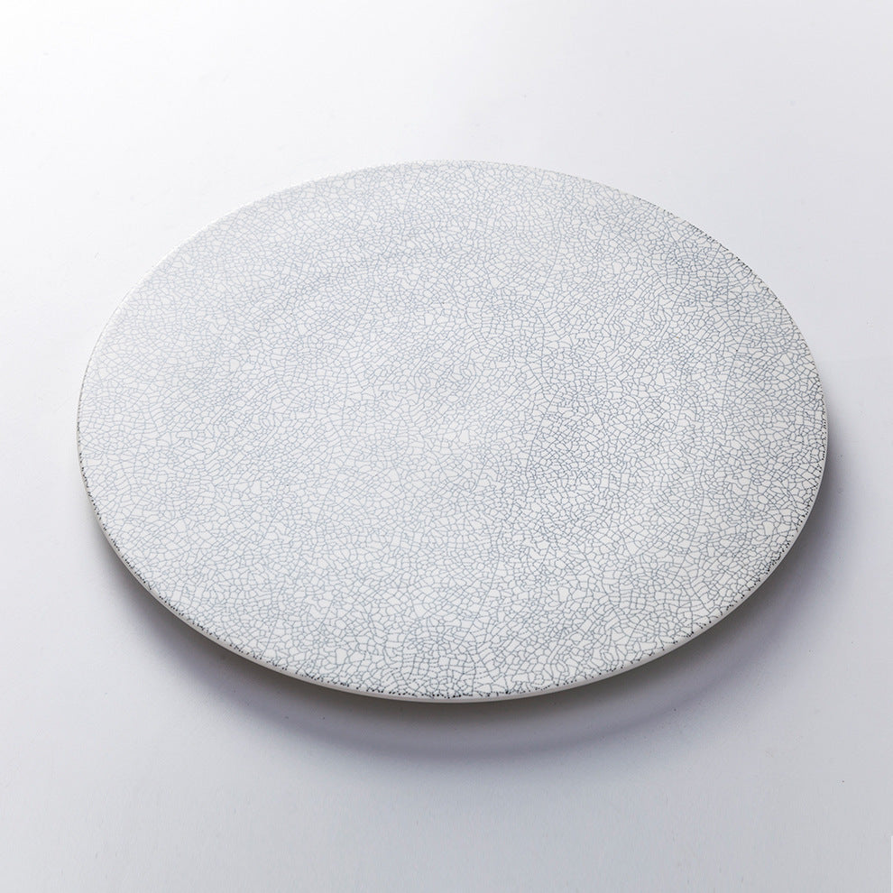 Lucerne Sophie – Handgjord flat tallrik i miljövänlig keramik – 25/28/32 cm – Vit spräcklig design